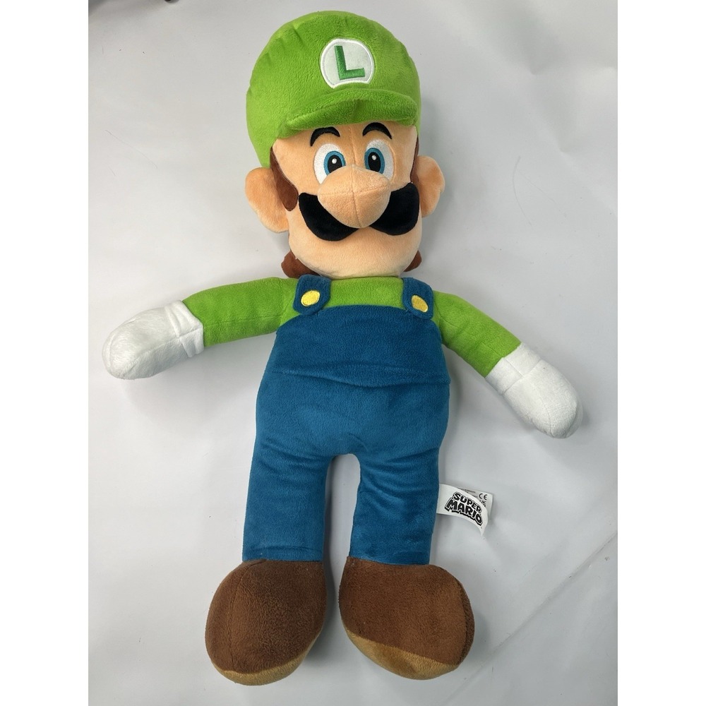Super Mario Luigi 20 Inch Jumbo Plush Jakks Pacific 2021 Nintendo Stuffie Used